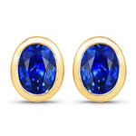 Oval Bezel Set Amethyst Stud Earrings