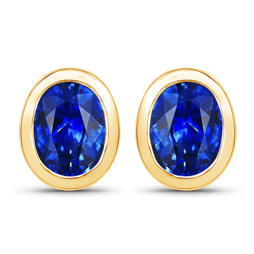Oval Bezel Set Amethyst Stud Earrings