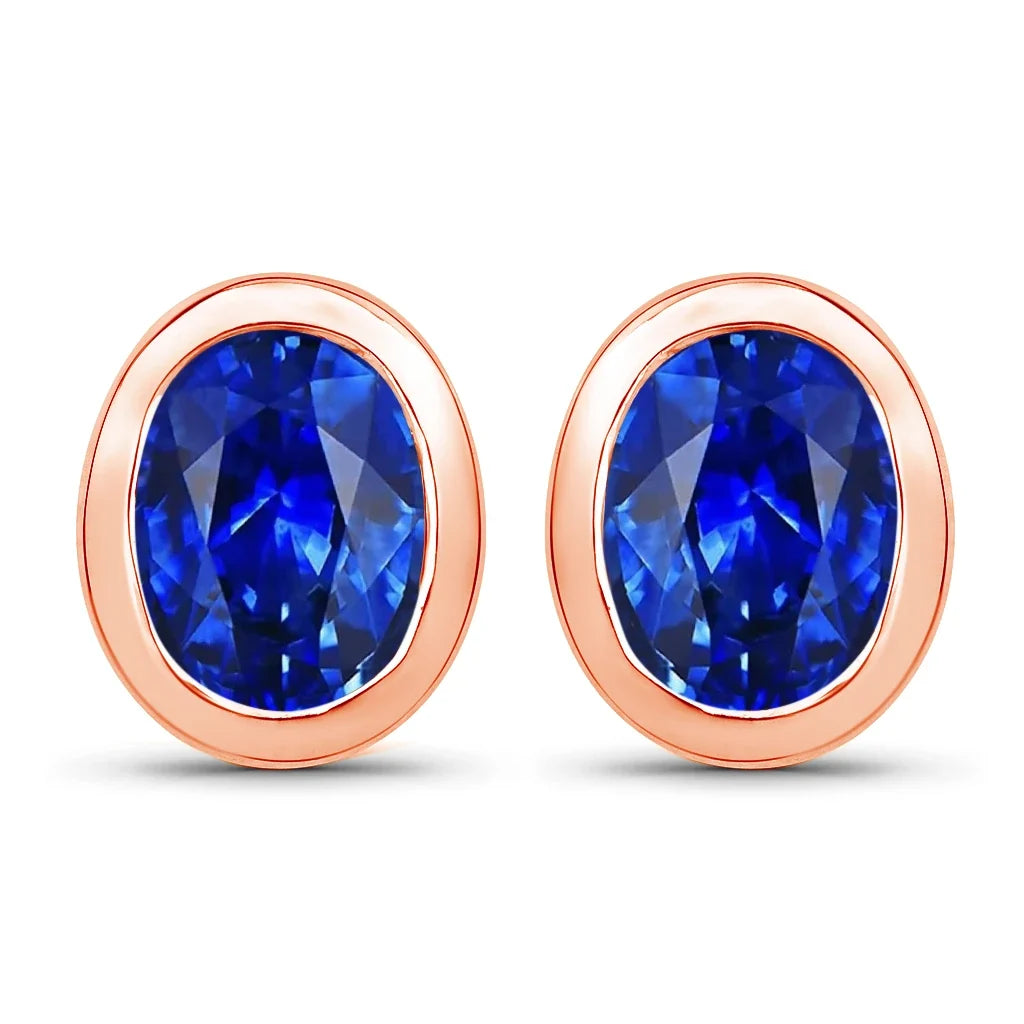 Oval Bezel Set Amethyst Stud Earrings