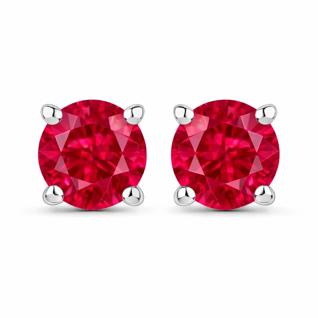 Round Cut Amethyst Stud Earrings