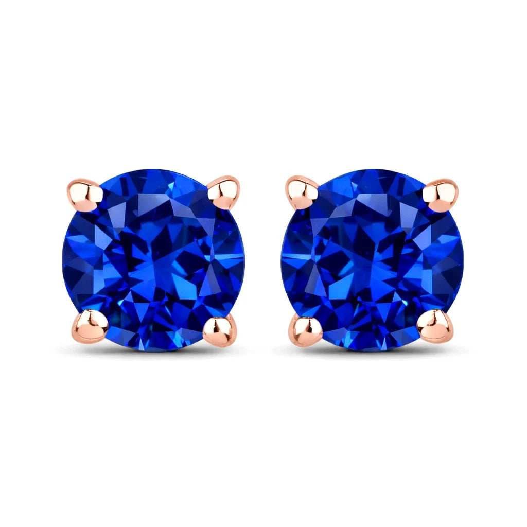 Round Cut Amethyst Stud Earrings