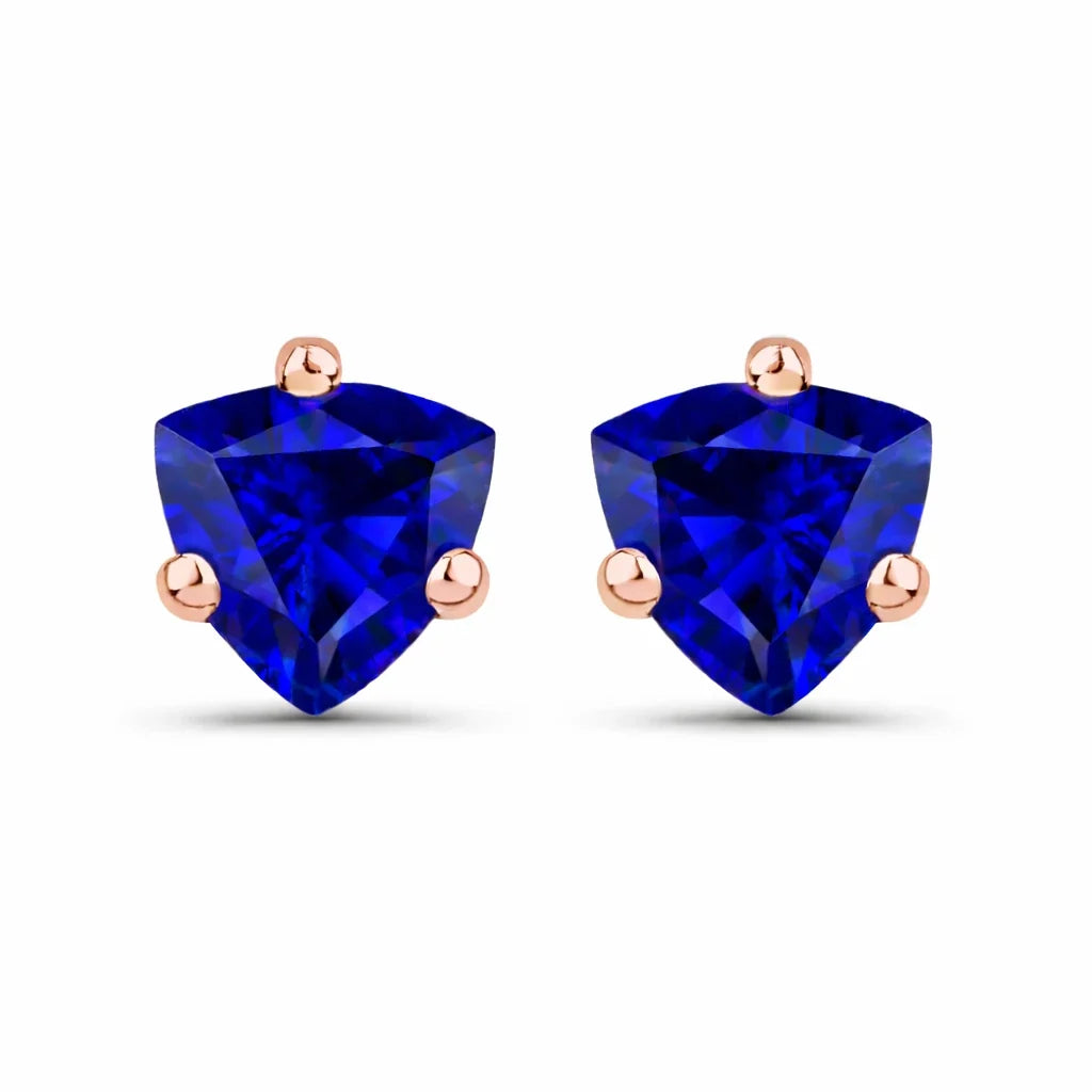 Trillion Cut Amethyst Stud Earrings