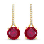 Round Cut Amethyst Diamond Accent Drop Earrings