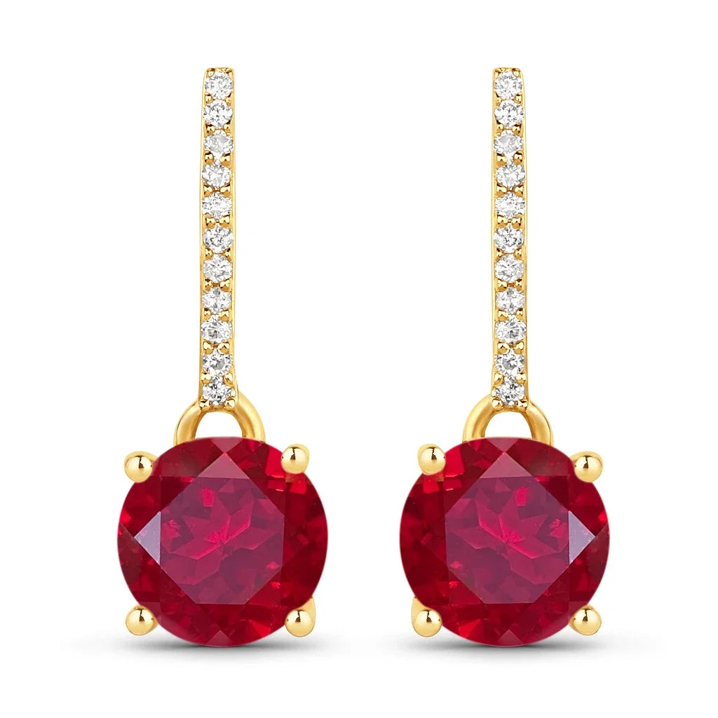 Round Cut Amethyst Diamond Accent Drop Earrings