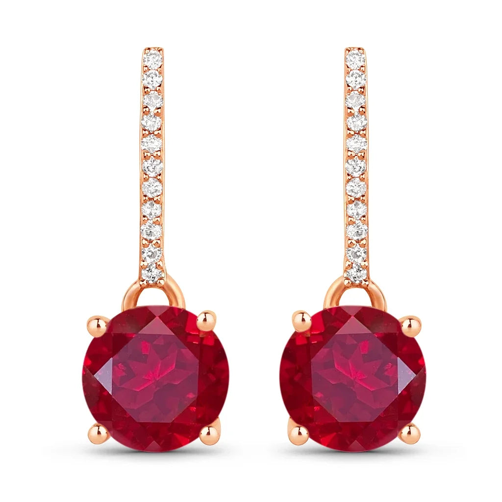 Round Cut Amethyst Diamond Accent Drop Earrings