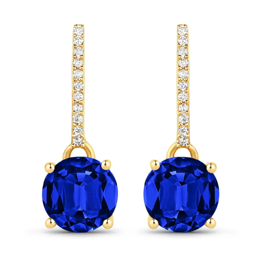 Round Cut Amethyst Diamond Accent Drop Earrings