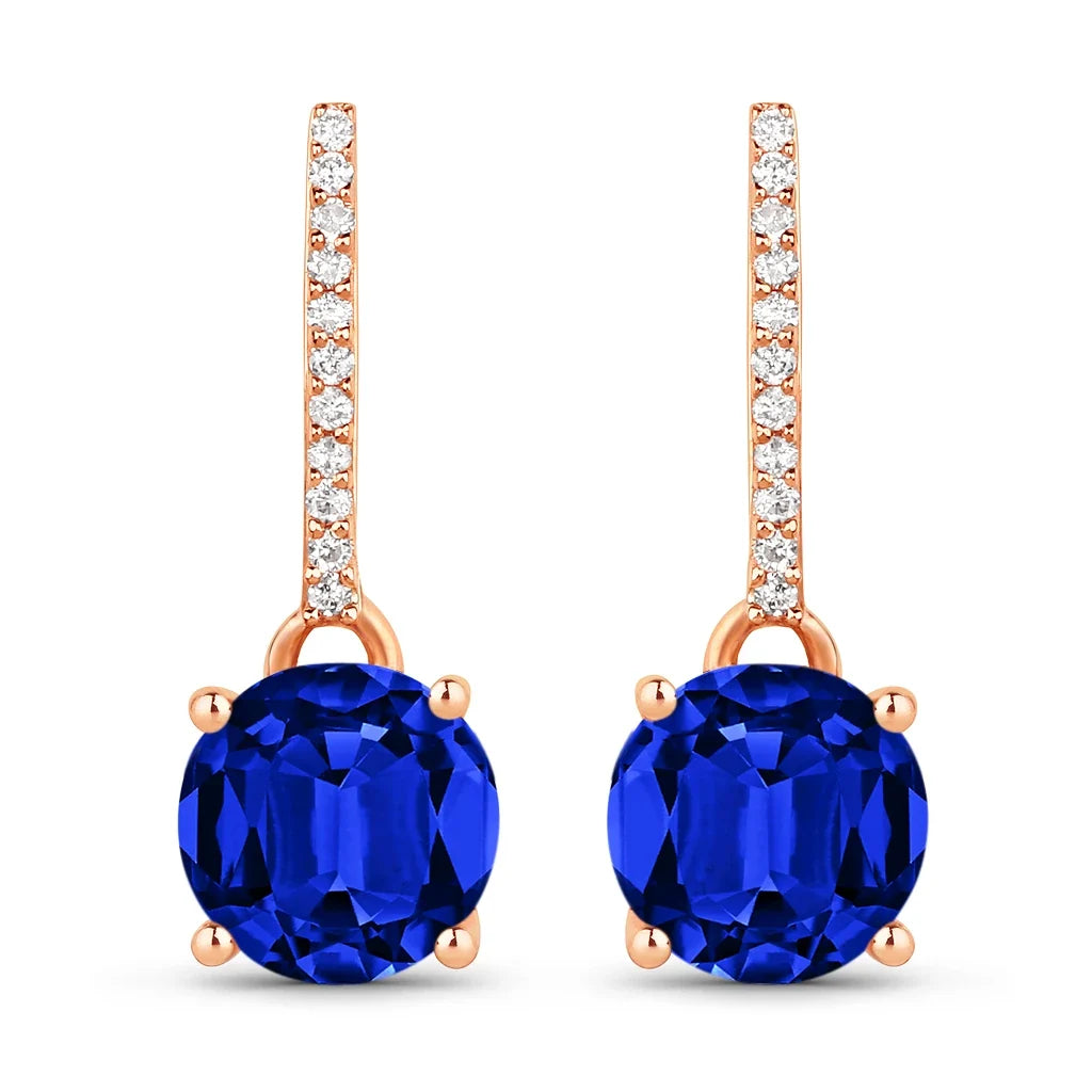 Round Cut Amethyst Diamond Accent Drop Earrings
