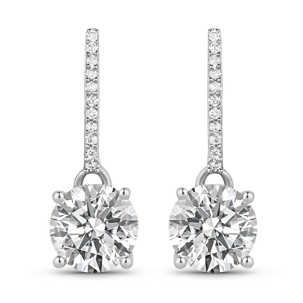 Round Cut Amethyst Diamond Accent Drop Earrings