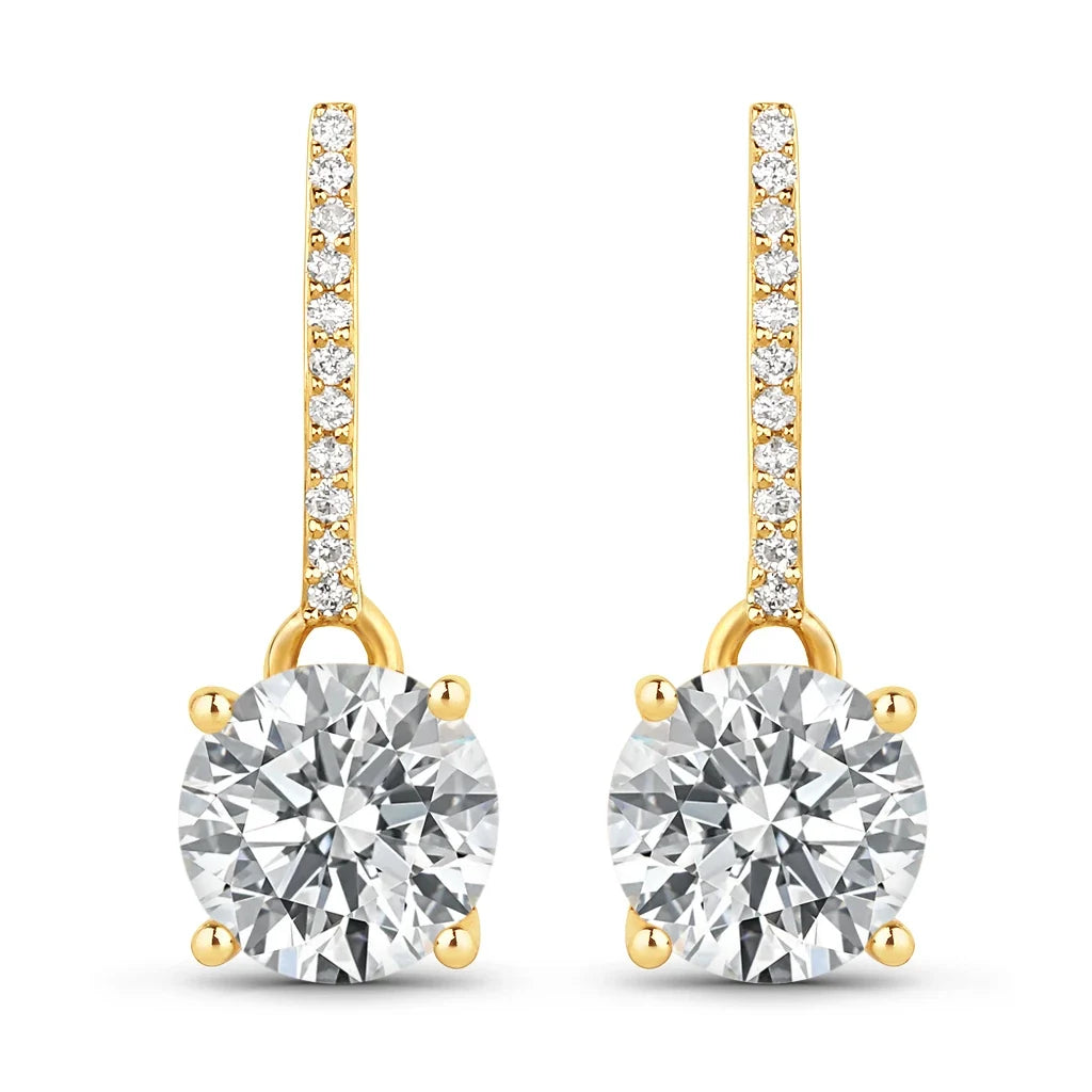 Round Cut Amethyst Diamond Accent Drop Earrings