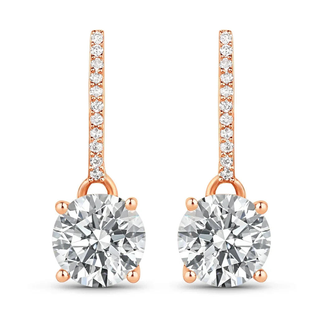 Round Cut Amethyst Diamond Accent Drop Earrings