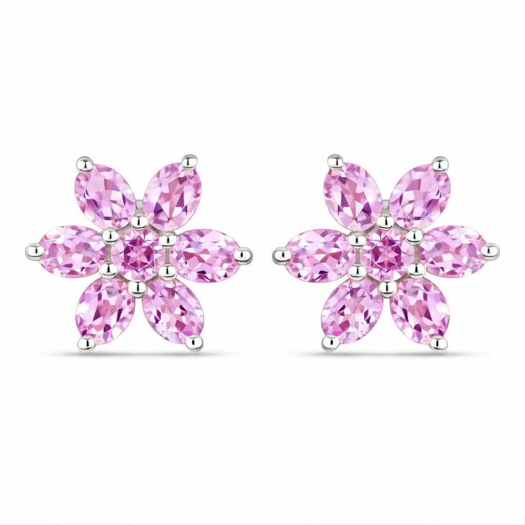 Amethyst Flower Stud Earrings
