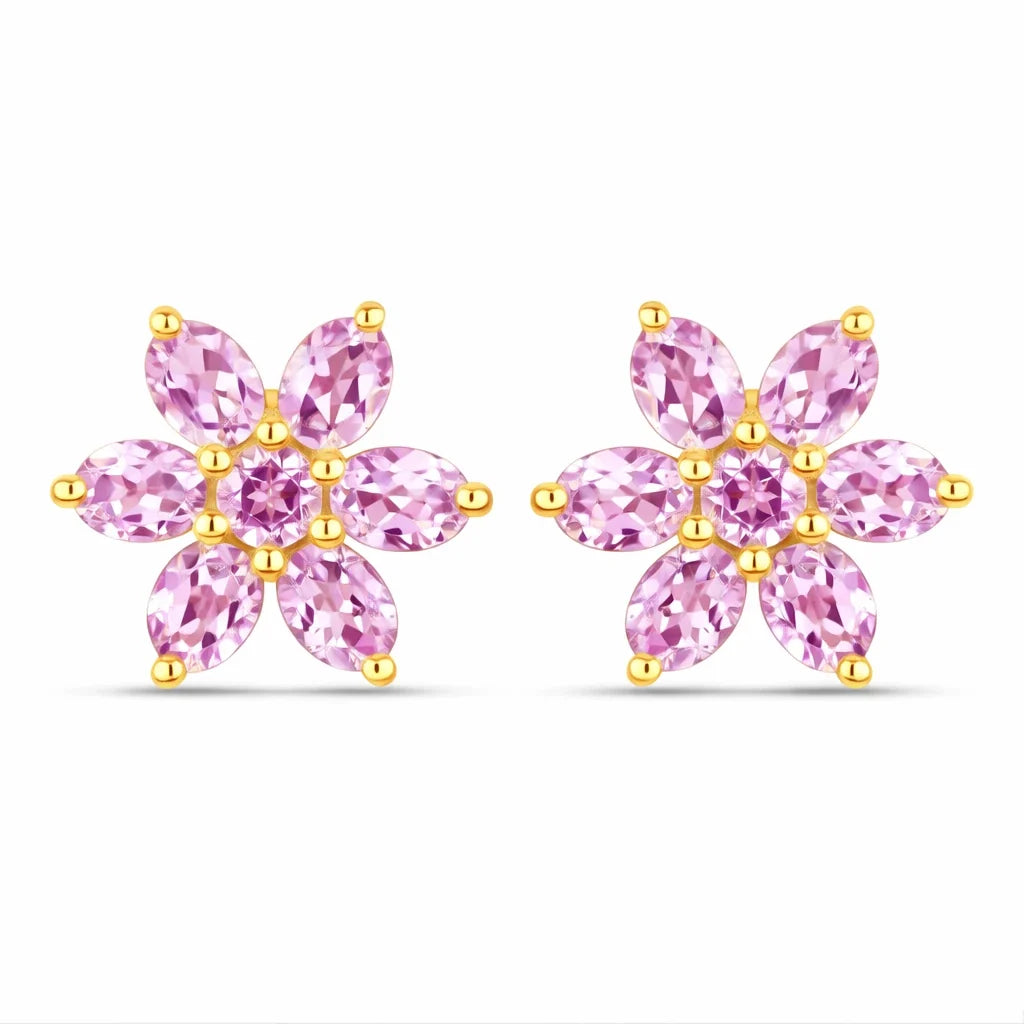 Amethyst Flower Stud Earrings