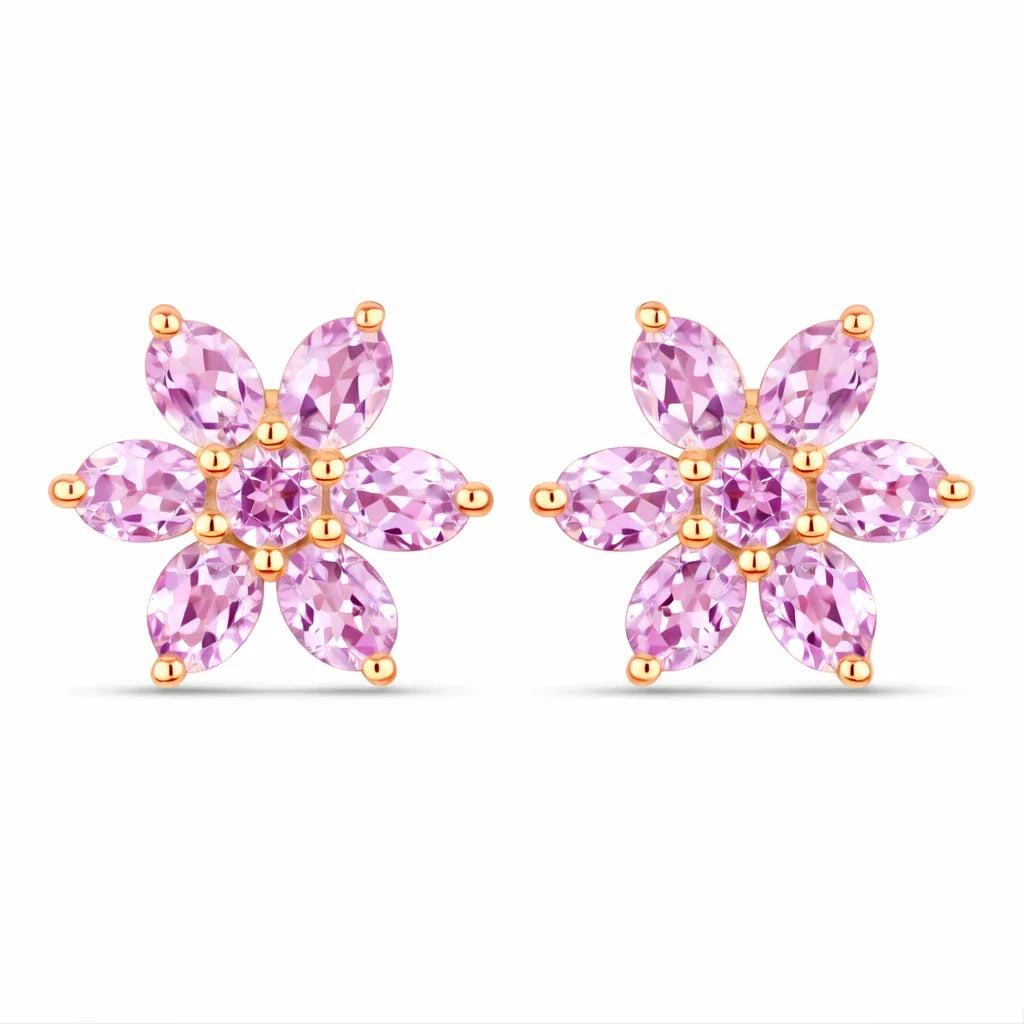 Amethyst Flower Stud Earrings