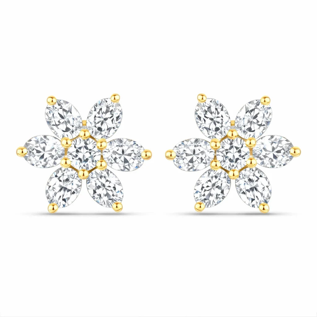 Amethyst Flower Stud Earrings