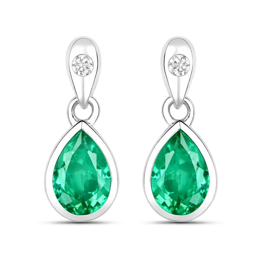 Pear Cut Amethyst Diamond Accent Drop Earrings