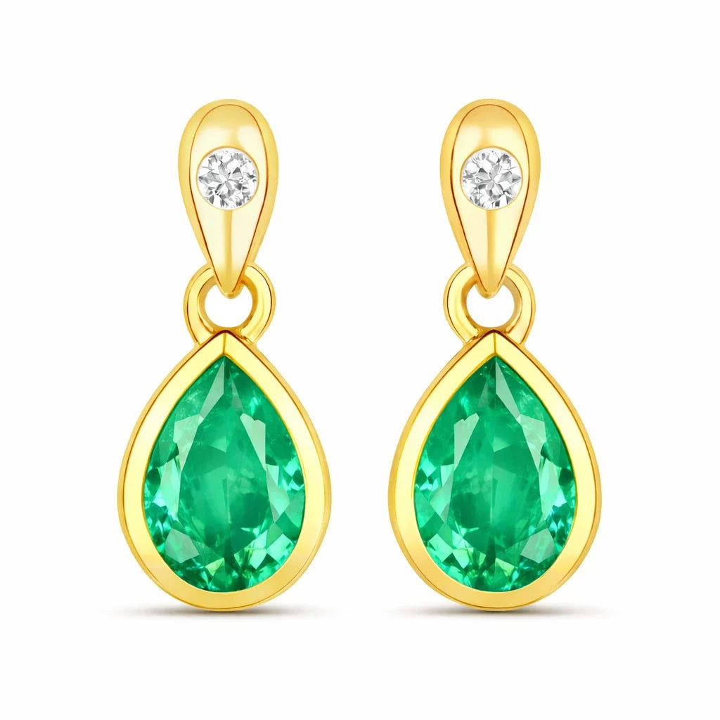 Pear Cut Amethyst Diamond Accent Drop Earrings