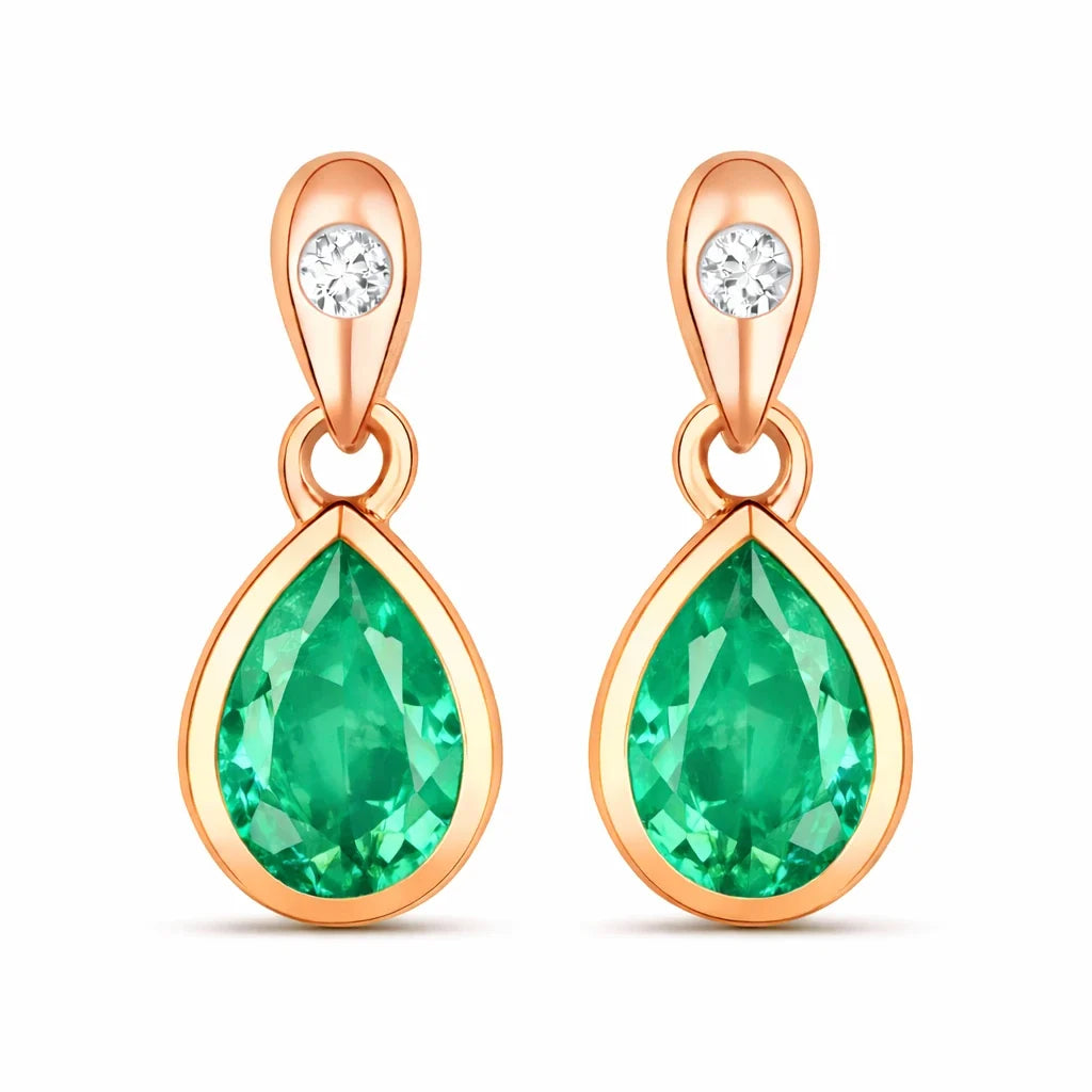 Pear Cut Amethyst Diamond Accent Drop Earrings
