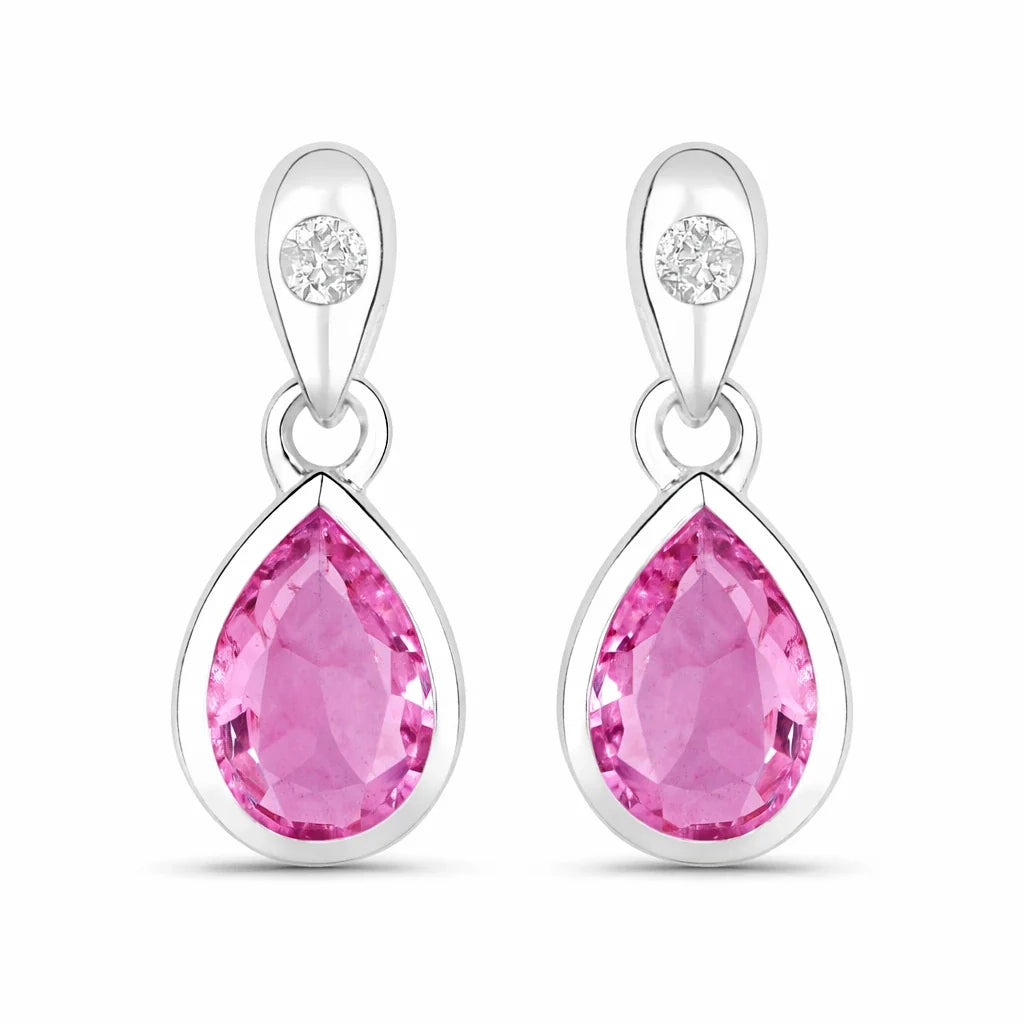 Pear Cut Amethyst Diamond Accent Drop Earrings