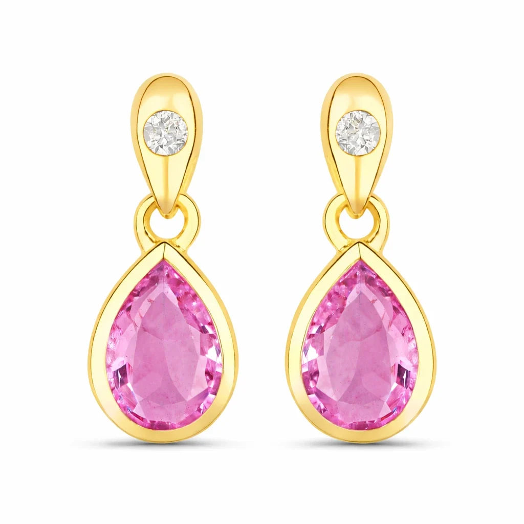 Pear Cut Amethyst Diamond Accent Drop Earrings