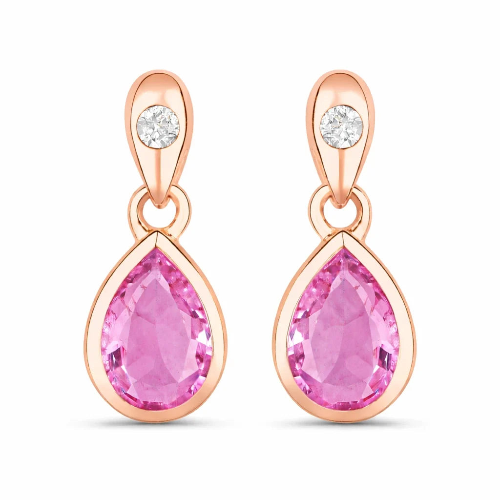 Pear Cut Amethyst Diamond Accent Drop Earrings