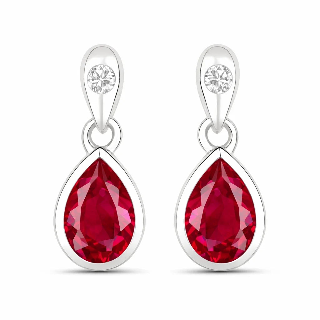 Pear Cut Amethyst Diamond Accent Drop Earrings