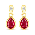 Pear Cut Amethyst Diamond Accent Drop Earrings