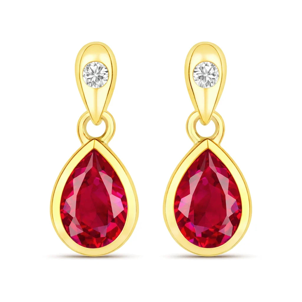Pear Cut Amethyst Diamond Accent Drop Earrings