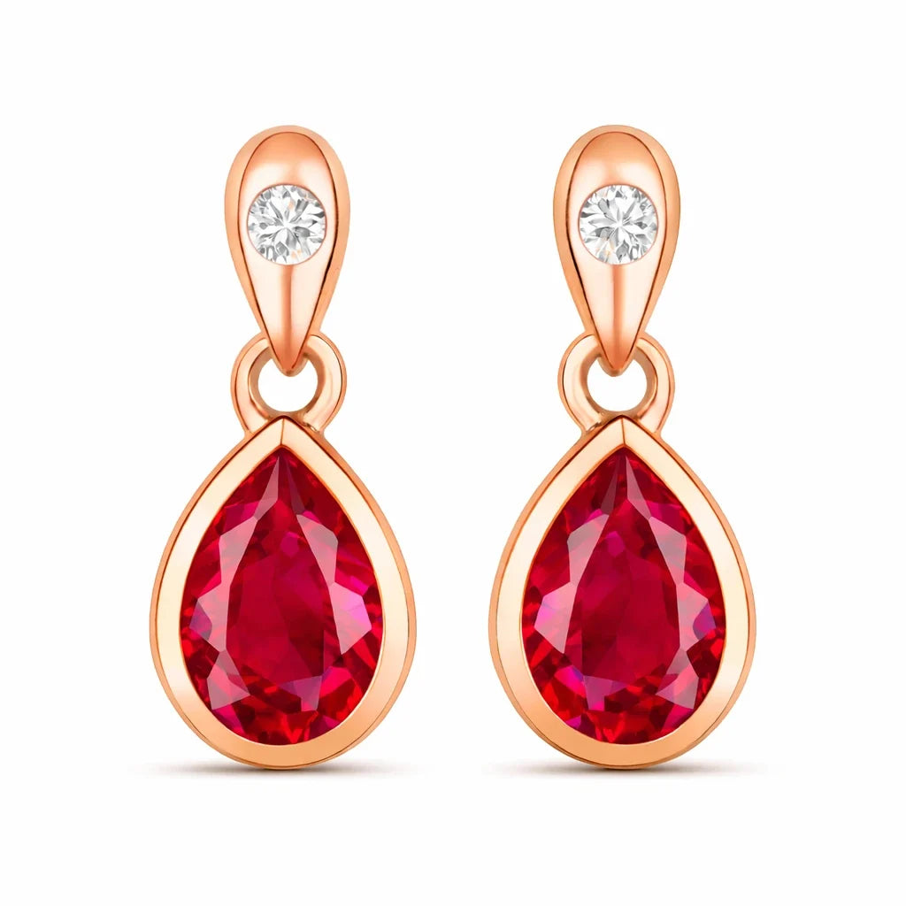 Pear Cut Amethyst Diamond Accent Drop Earrings