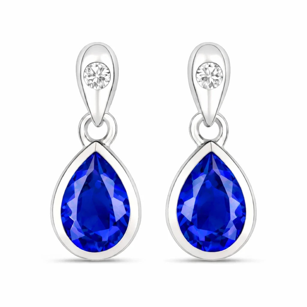 Pear Cut Amethyst Diamond Accent Drop Earrings