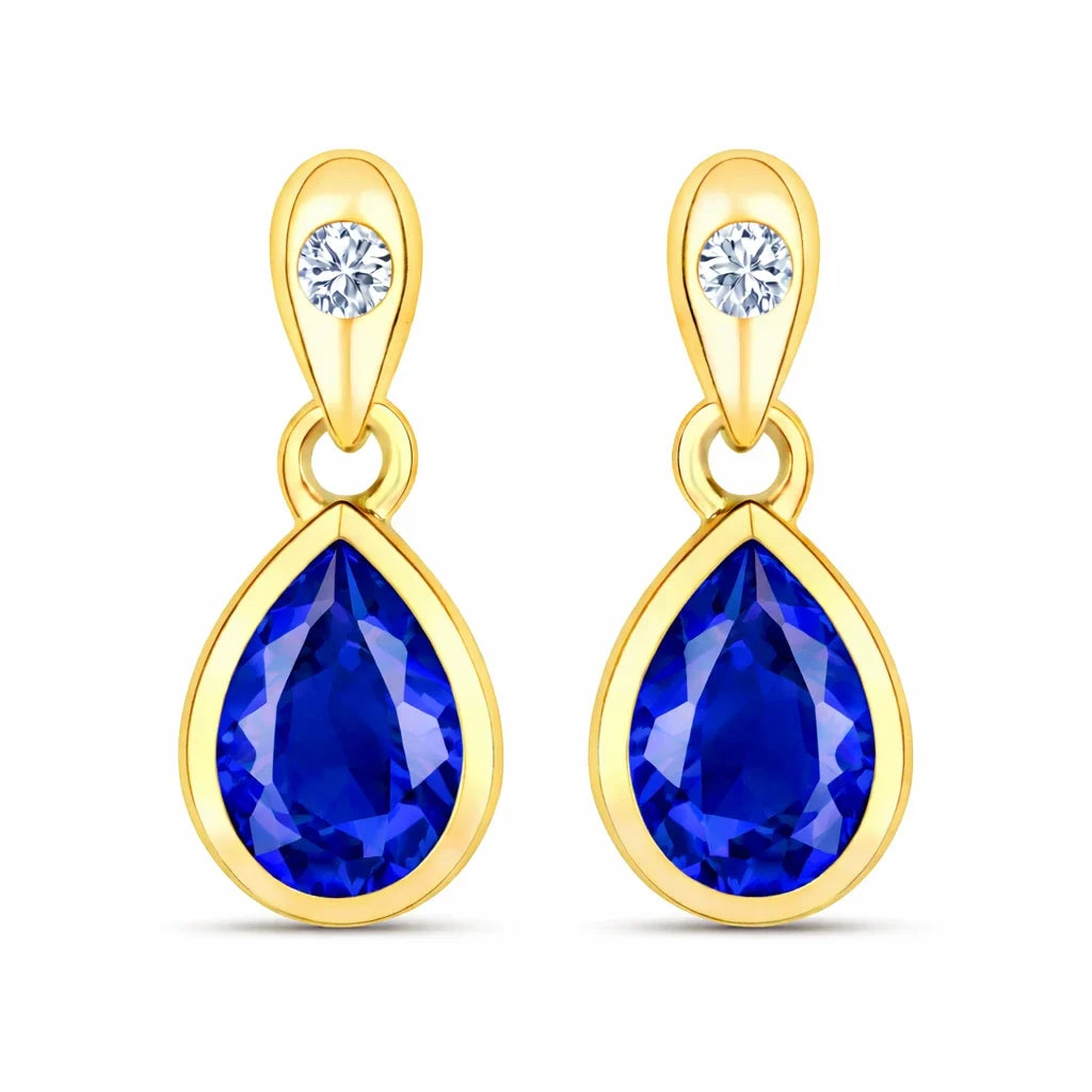 Pear Cut Amethyst Diamond Accent Drop Earrings