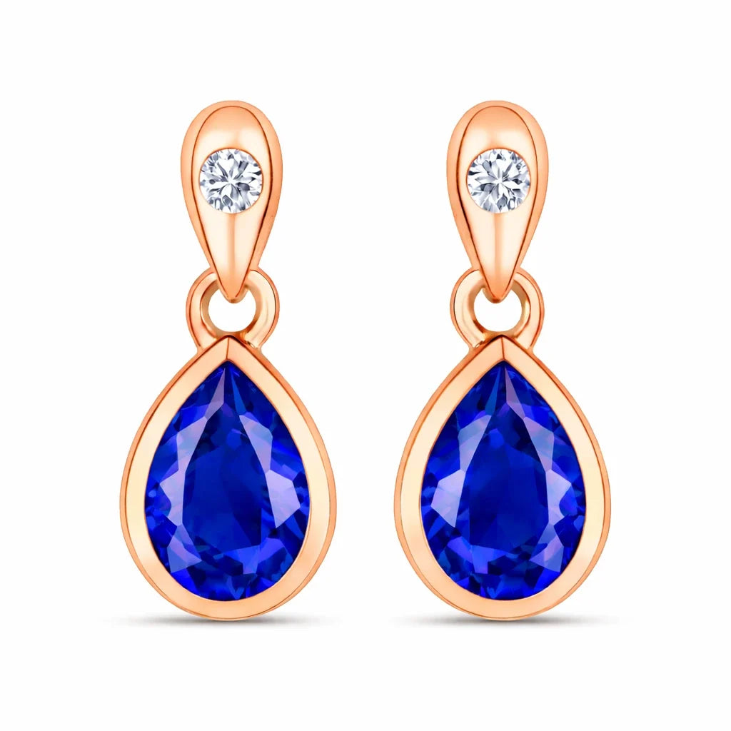 Pear Cut Amethyst Diamond Accent Drop Earrings