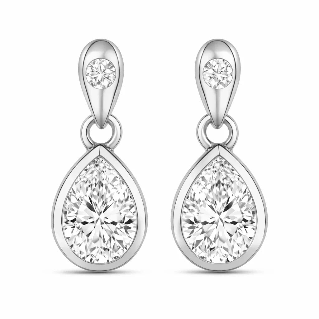 Pear Cut Amethyst Diamond Accent Drop Earrings