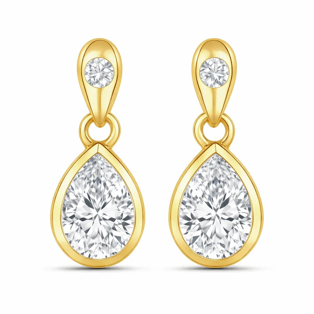 Pear Cut Amethyst Diamond Accent Drop Earrings