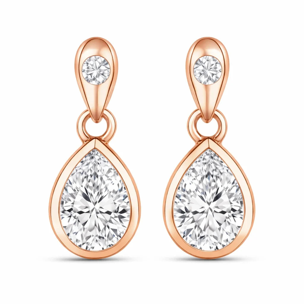 Pear Cut Amethyst Diamond Accent Drop Earrings