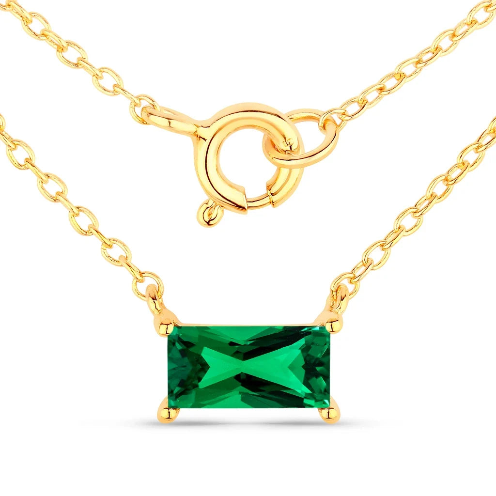Minimal Baguette Cut Bezel Set Solitaire Necklace