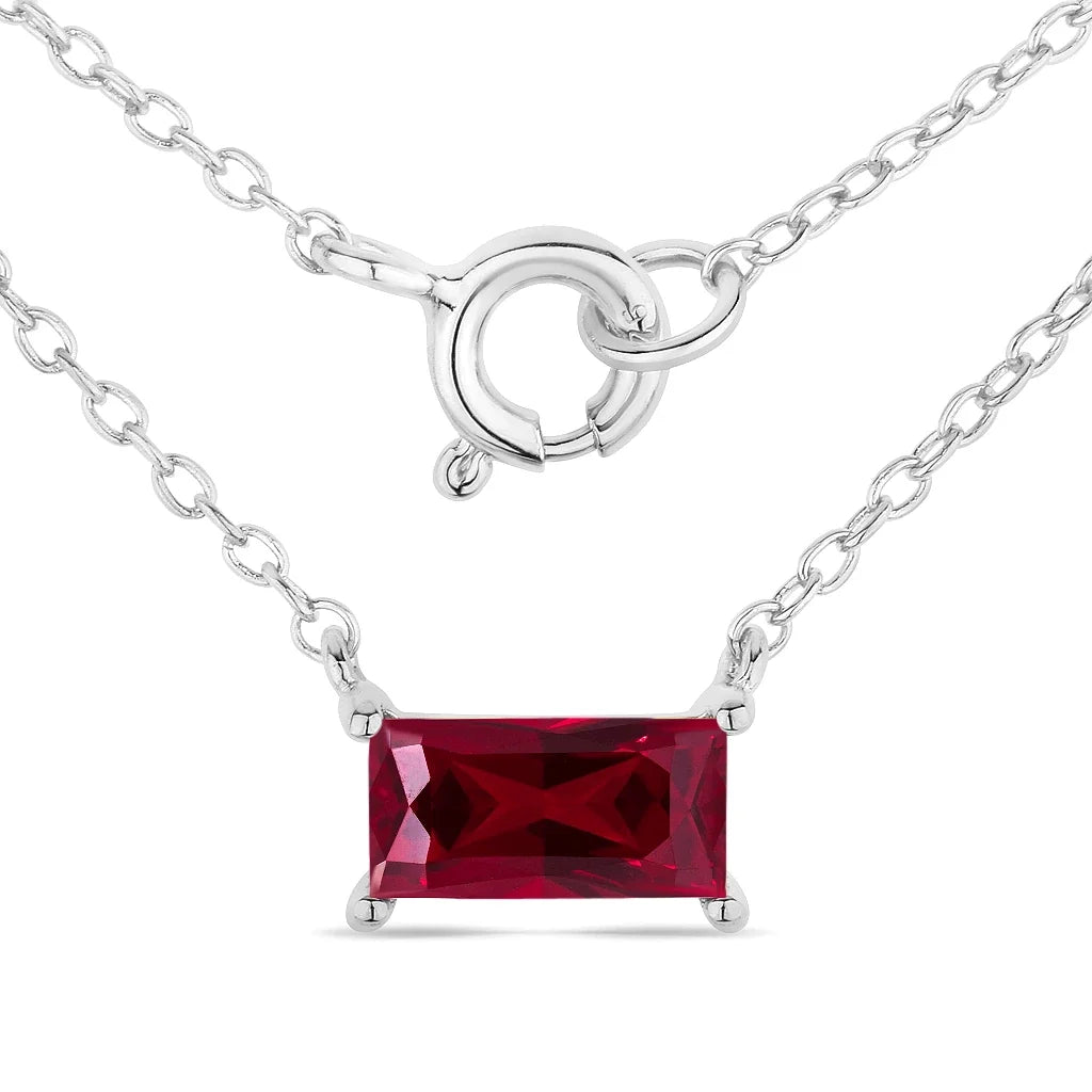 Minimal Baguette Cut Bezel Set Solitaire Necklace