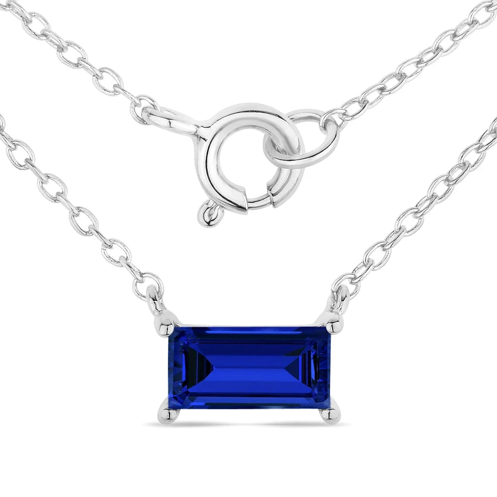 Minimal Baguette Cut Bezel Set Solitaire Necklace