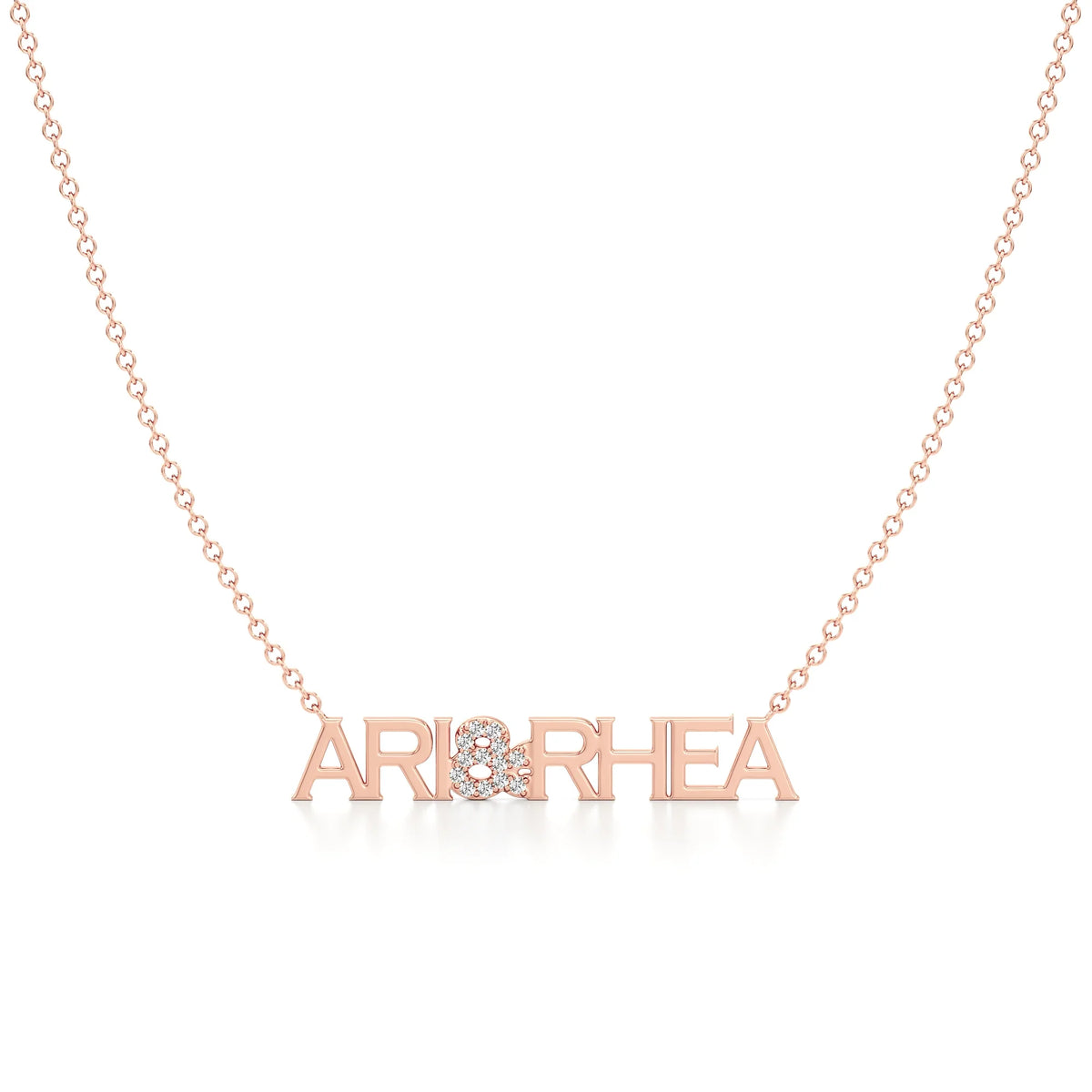 Two Name Necklace with Diamond Accents