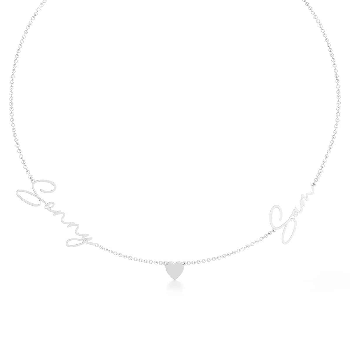 Two Name Necklace with Heart Detailing