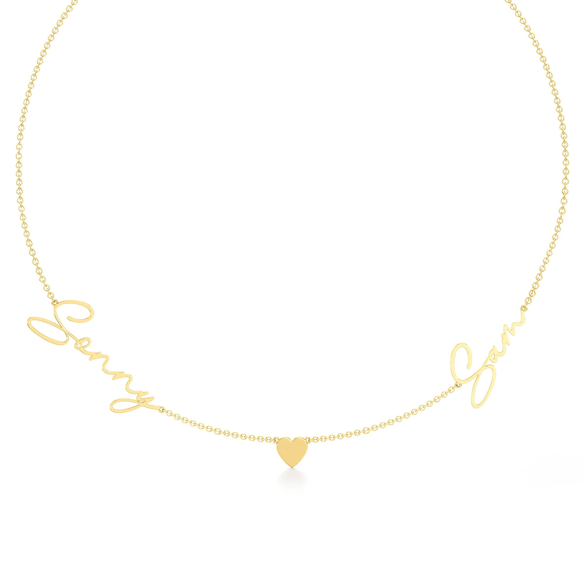 Two Name Necklace with Heart Detailing