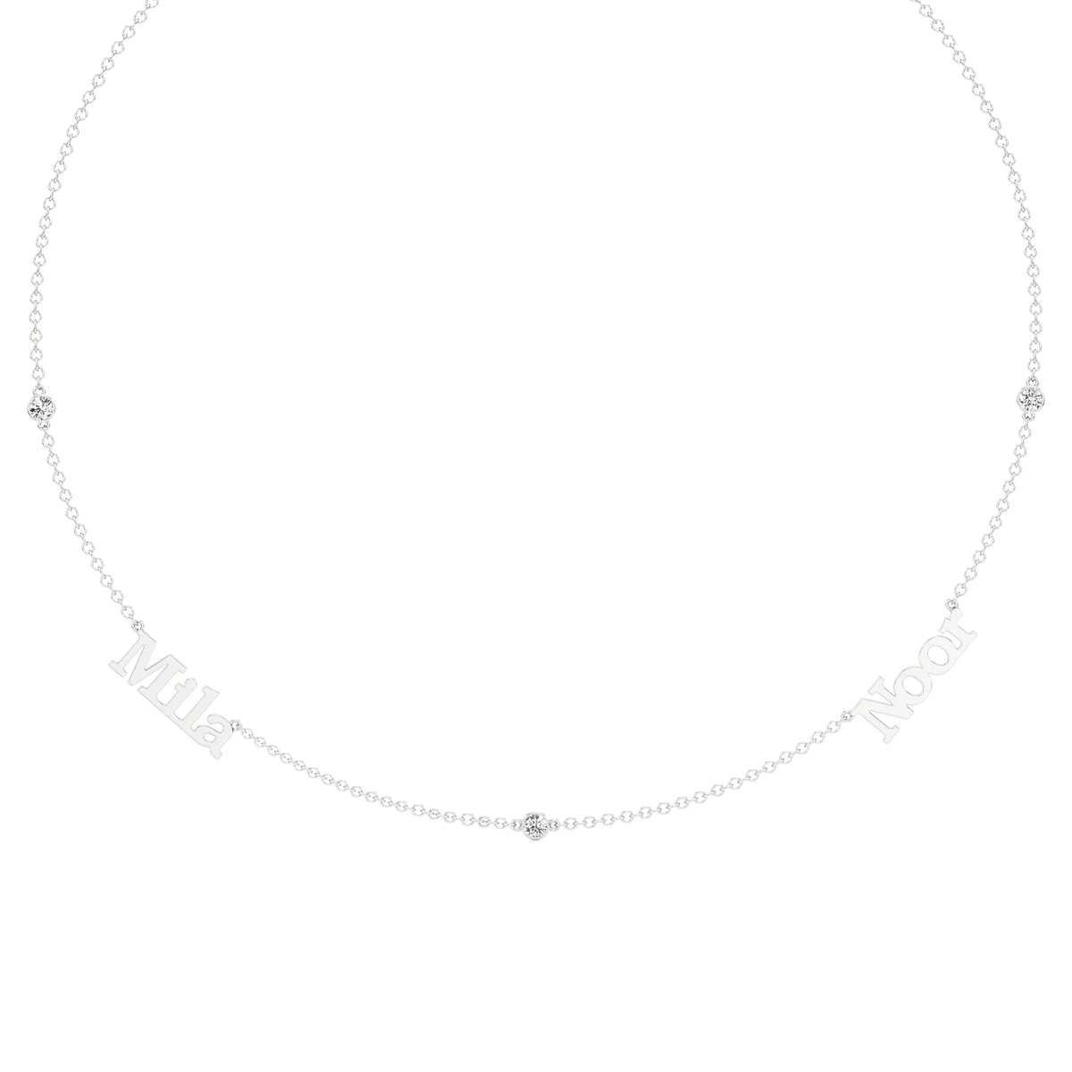 Multi Name Necklace with Diamond Accents