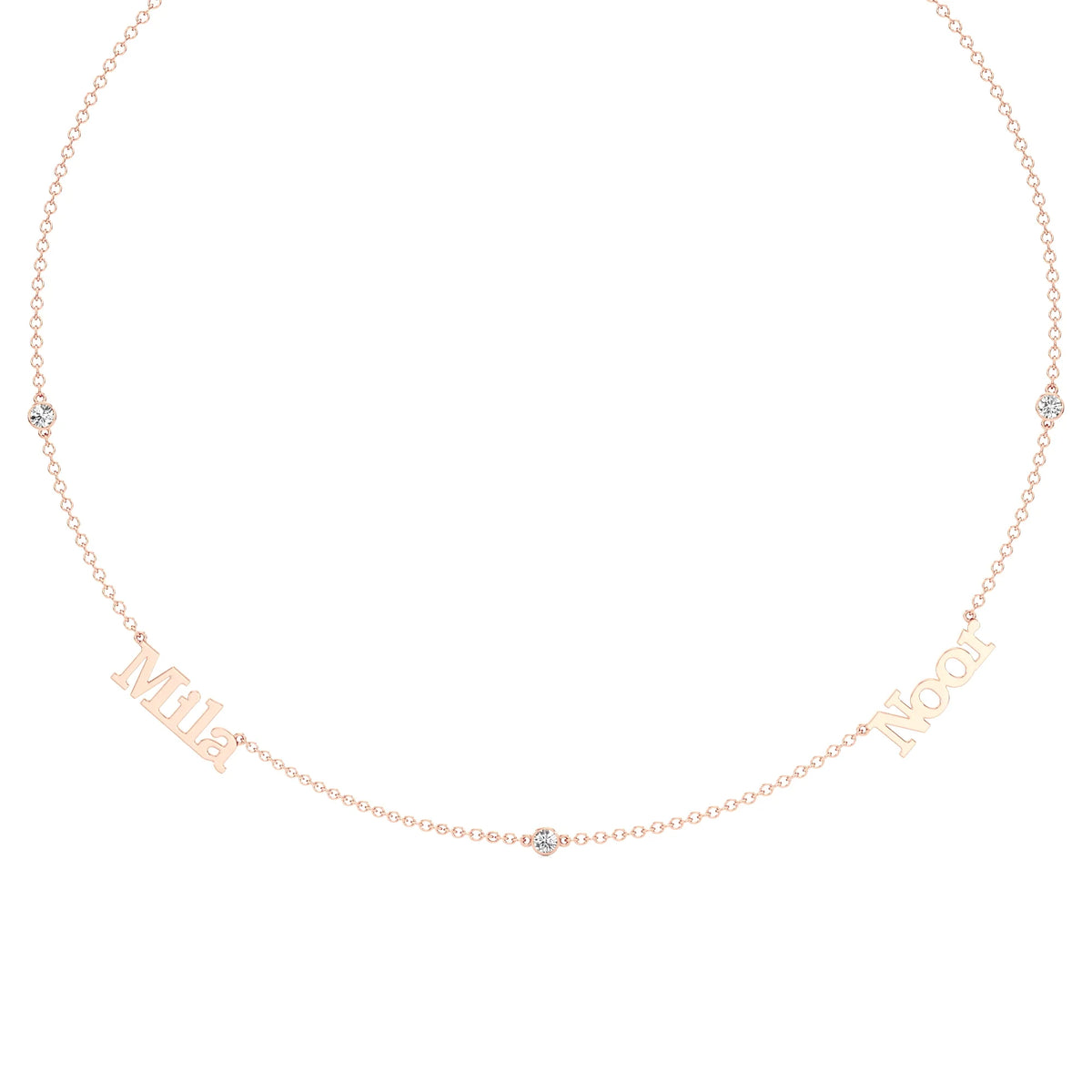 Multi Name Necklace with Diamond Accents