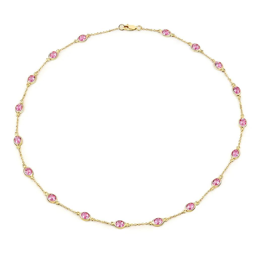 Oval Cut Bezel Set Station Necklace