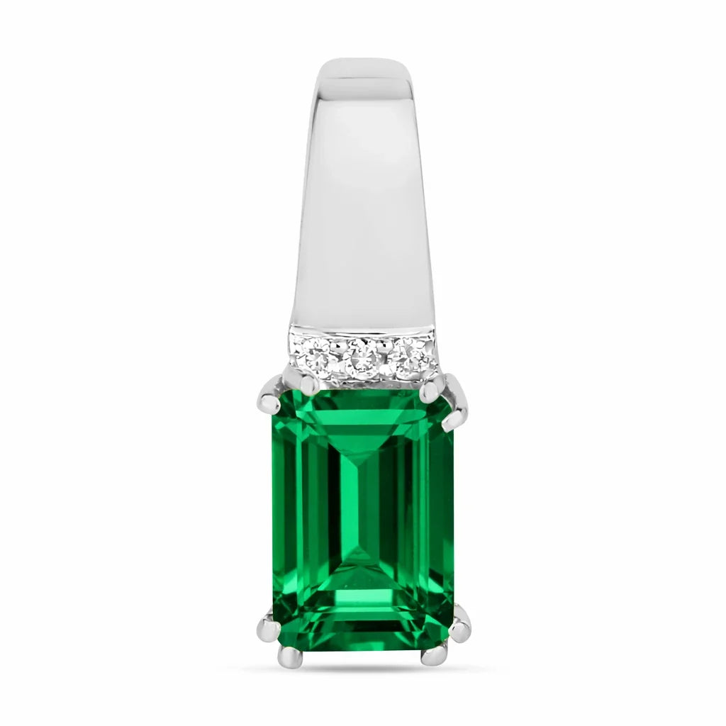 Emerald Cut Diamond Accent Drop Pendant