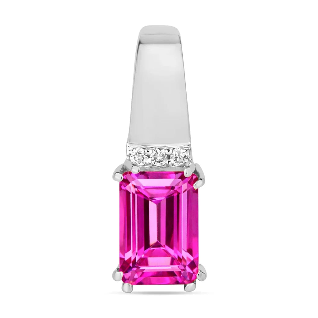 Emerald Cut Diamond Accent Drop Pendant