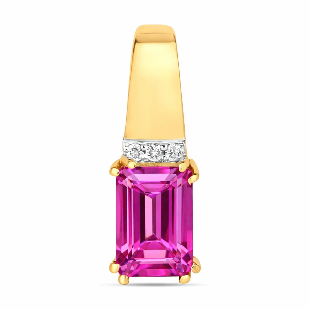 Emerald Cut Diamond Accent Drop Pendant