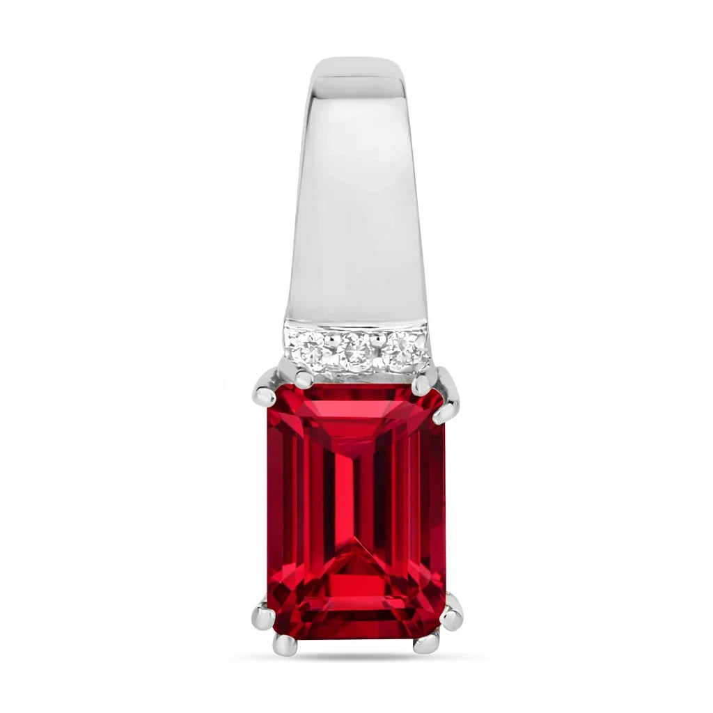 Emerald Cut Diamond Accent Drop Pendant
