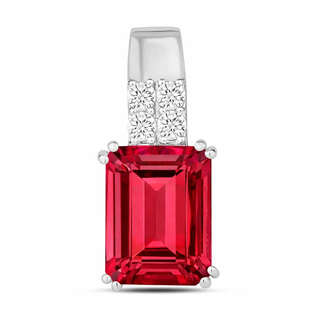Opulent Emerald Cut Diamond Accent Drop Pendant