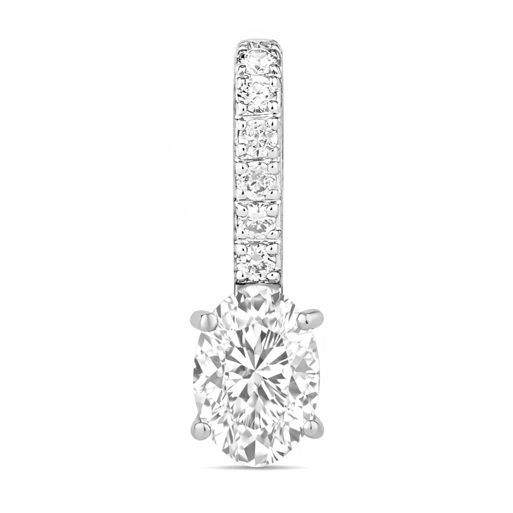 Oval Cut Diamond Accent Drop Pendant