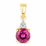 Round Cut Amethyst Diamond Accent Drop Pendant